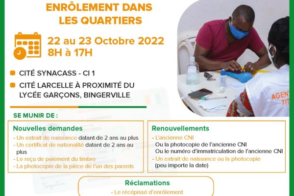 ONECI | ENRÔLEMENTS DE PROXIMITÉ.