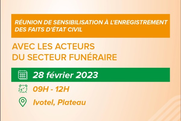 ONECI | RÉUNION DE SENSIBILISATION AVEC LES ACTEURS DU SECTEUR FUNÉRAIRE