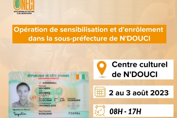 Opération de sensibilisation et d'enrôlement dans la sous-préfecture de N'DOUCI